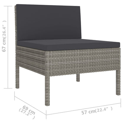 Set Divani da Giardino 6 pz con Cuscini in Polyrattan Grigio - homemem39