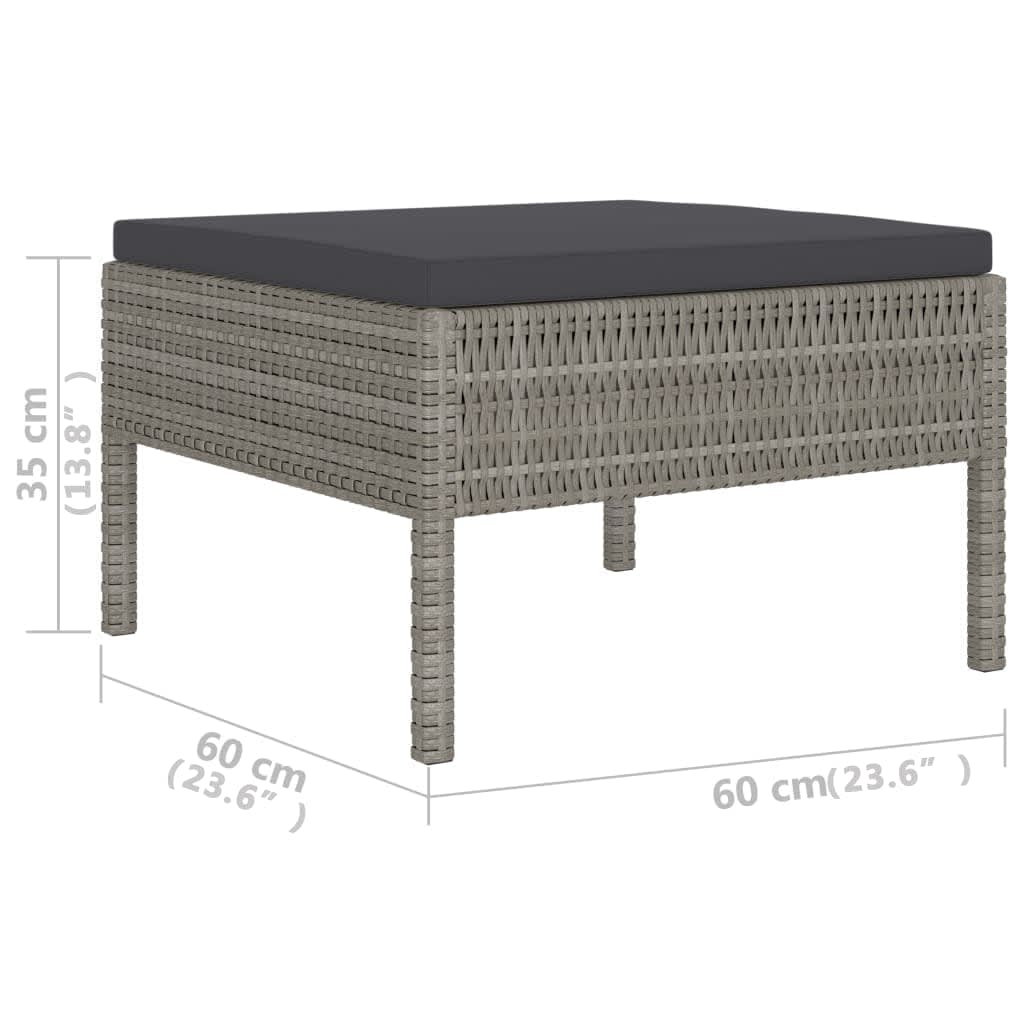 Set Divani da Giardino 6 pz con Cuscini in Polyrattan Grigio - homemem39