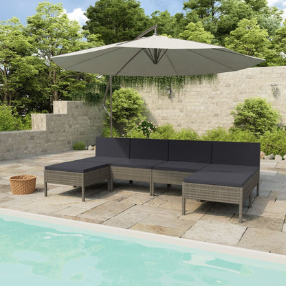 Set Divani da Giardino 6 pz con Cuscini in Polyrattan Grigio - homemem39