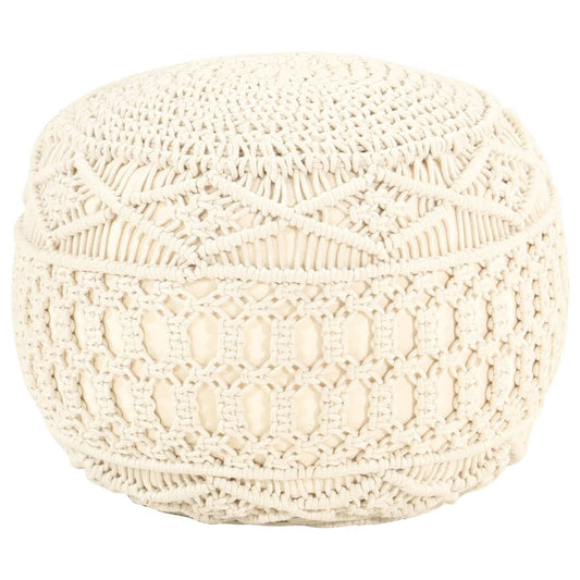 Pouf Lavorato a Mano in Macramé 45x30 cm in Cotone - homemem39