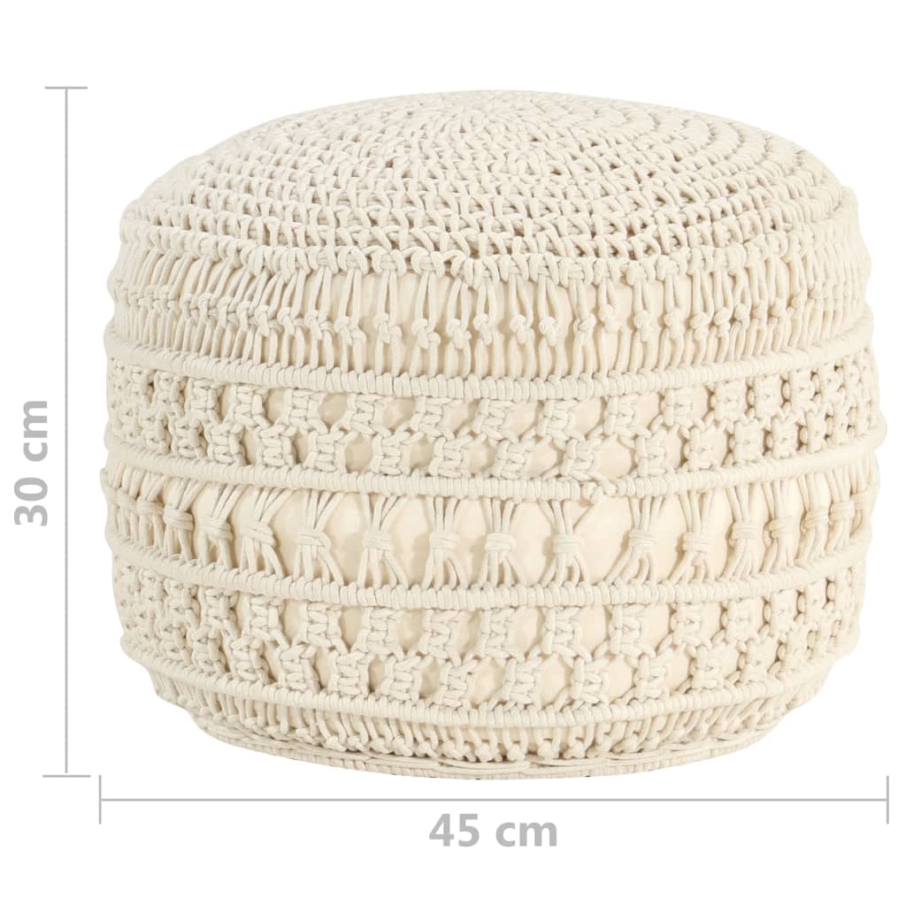 Pouf Lavorato a Mano in Macramé 45x30 cm in Cotone - homemem39