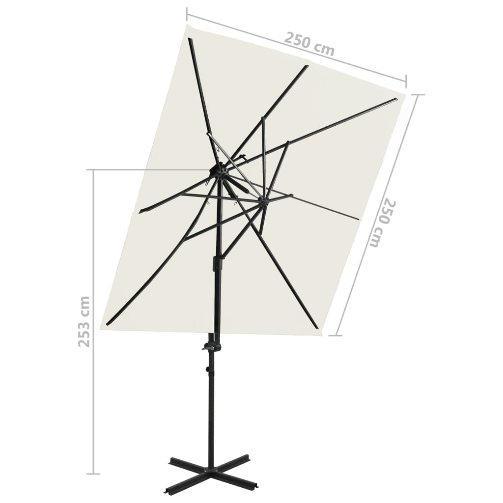 Ombrellone a Sbalzo con Doppia Copertura 250x250 cm Sabbia - homemem39