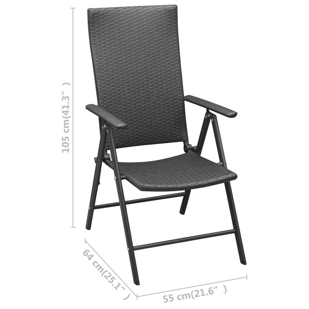 Sedie da Giardino 4 pz in Polyrattan Nero - homemem39