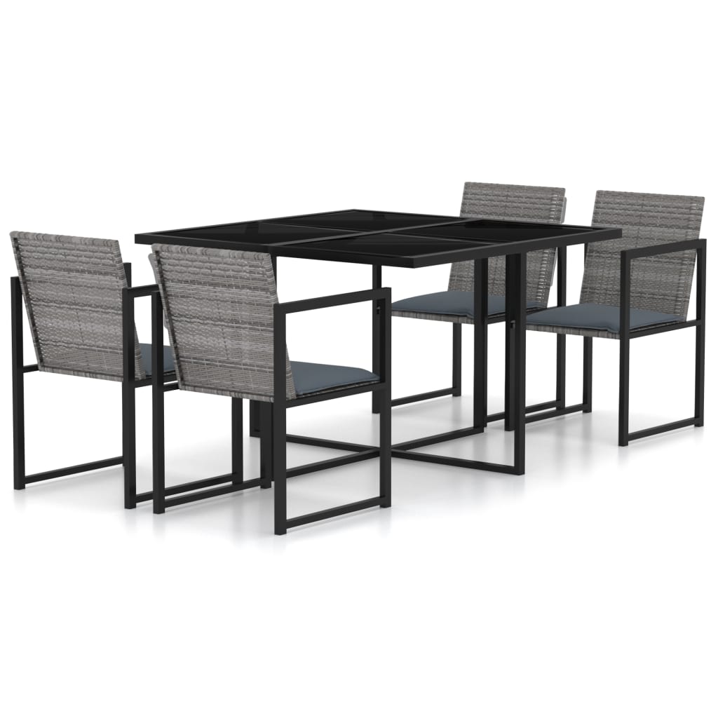 Set da Pranzo da Giardino 5 pz con Cuscini in Polyrattan Grigio - homemem39