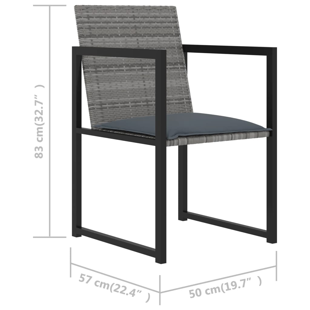 Set da Pranzo da Giardino 5 pz con Cuscini in Polyrattan Grigio - homemem39