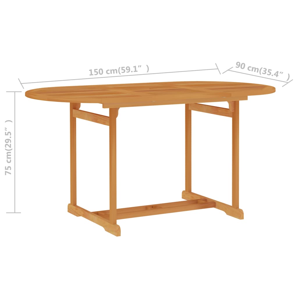 Tavolo da Giardino 150x90x75 cm in Legno Massello di Teak - homemem39
