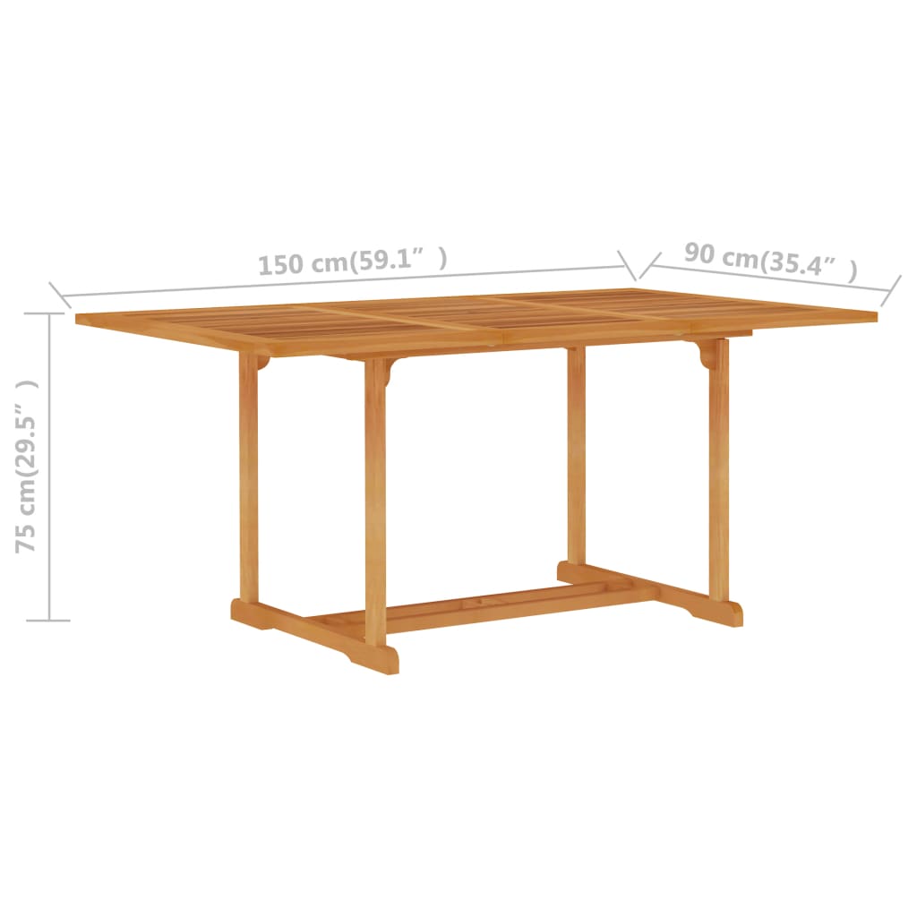 Tavolo da Giardino 150x90x75 cm in Legno Massello di Teak - homemem39