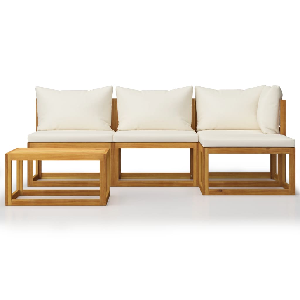 Set Divani da Giardino 5 pz con Cuscini Crema in Legno Acacia - homemem39