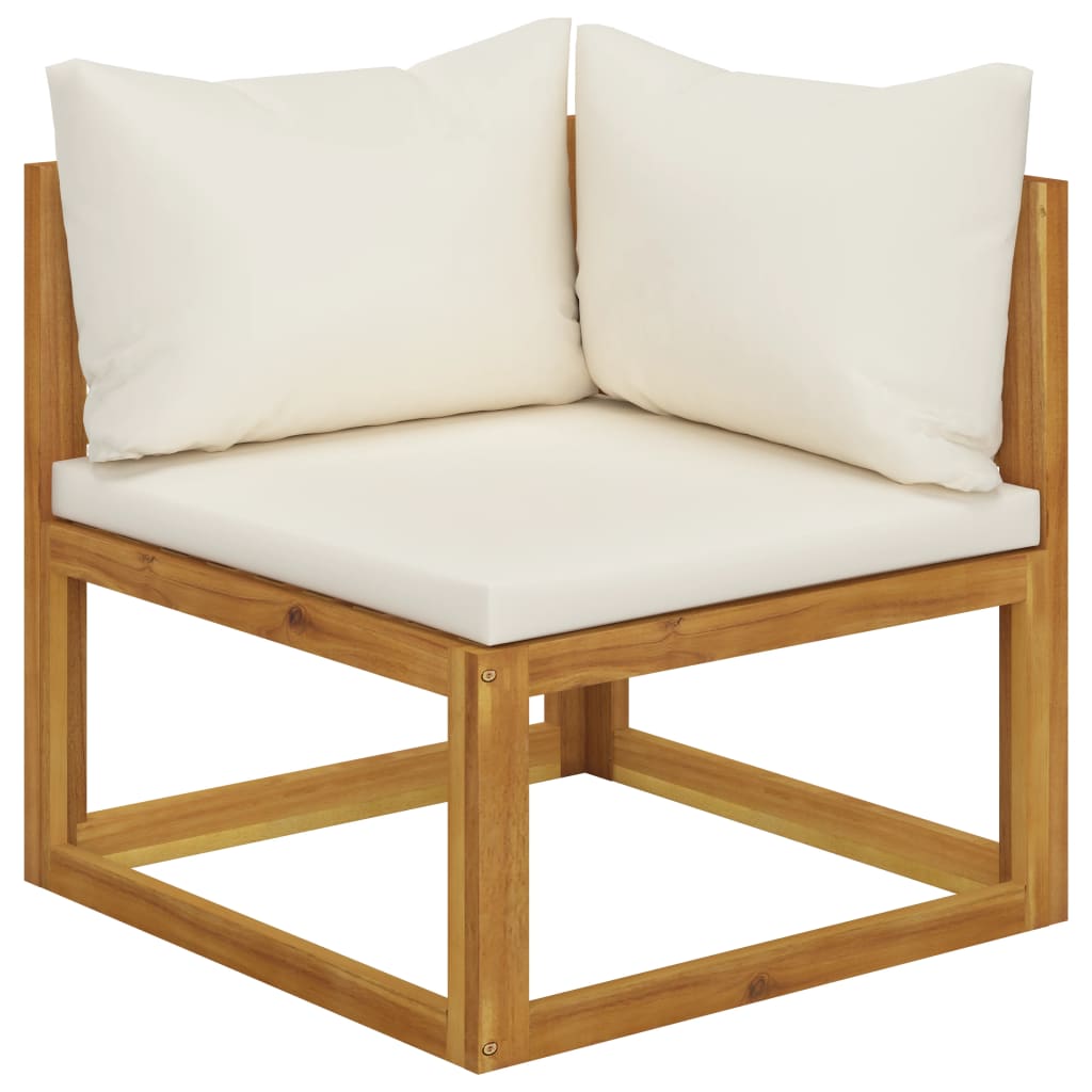 Set Divani da Giardino 5 pz con Cuscini Crema in Legno Acacia - homemem39