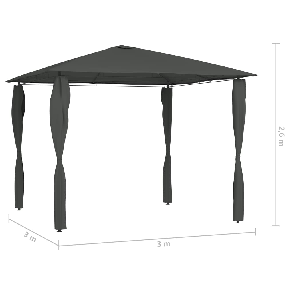 Gazebo con Montanti Rivestiti 3x3x2,6 m Antracite 160 g/m² - homemem39