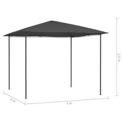 Gazebo 3x3x2,6 m Antracite 160 g/m² - homemem39