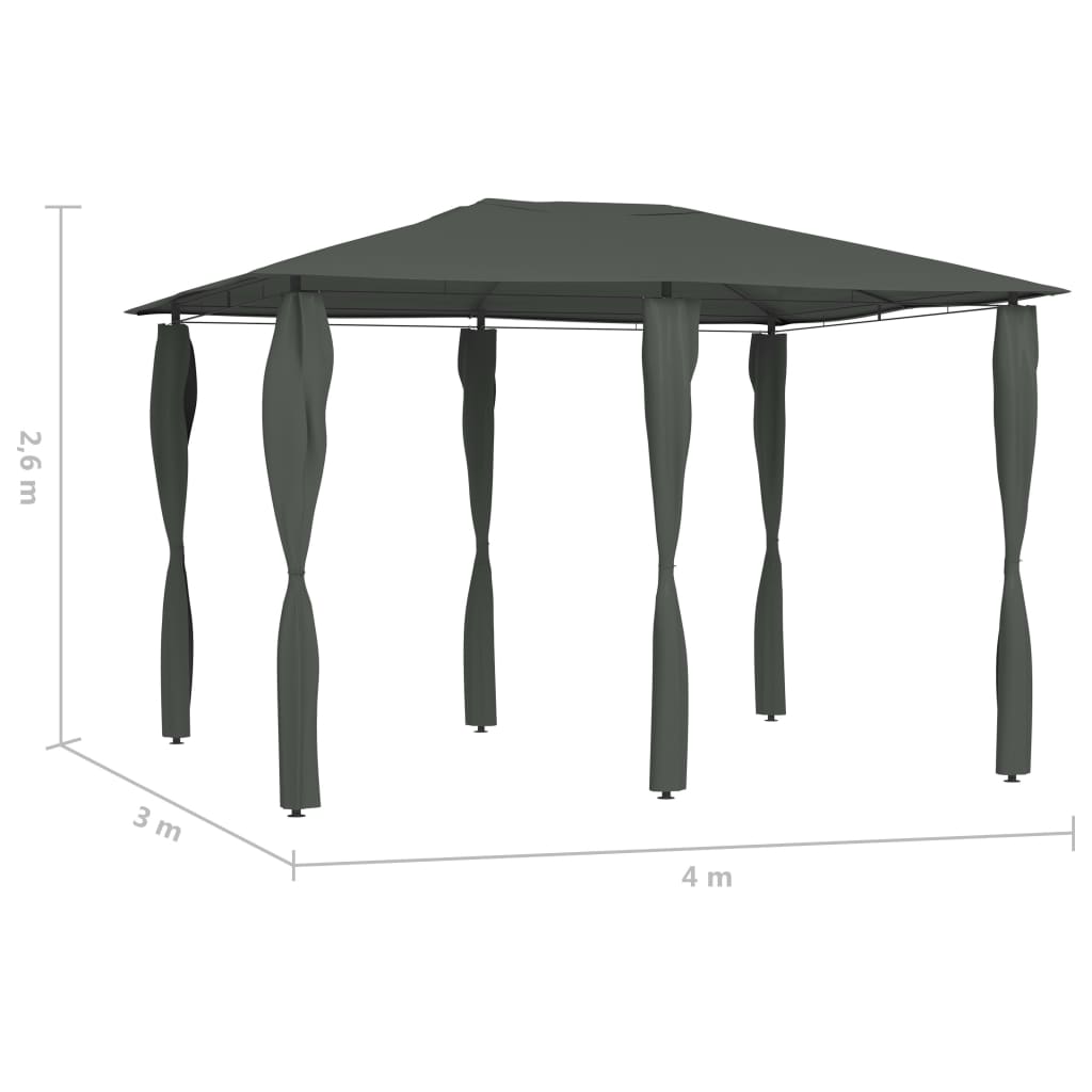 Gazebo con Montanti Rivestiti 3x4x2,6 m Antracite 160 g/m² - homemem39