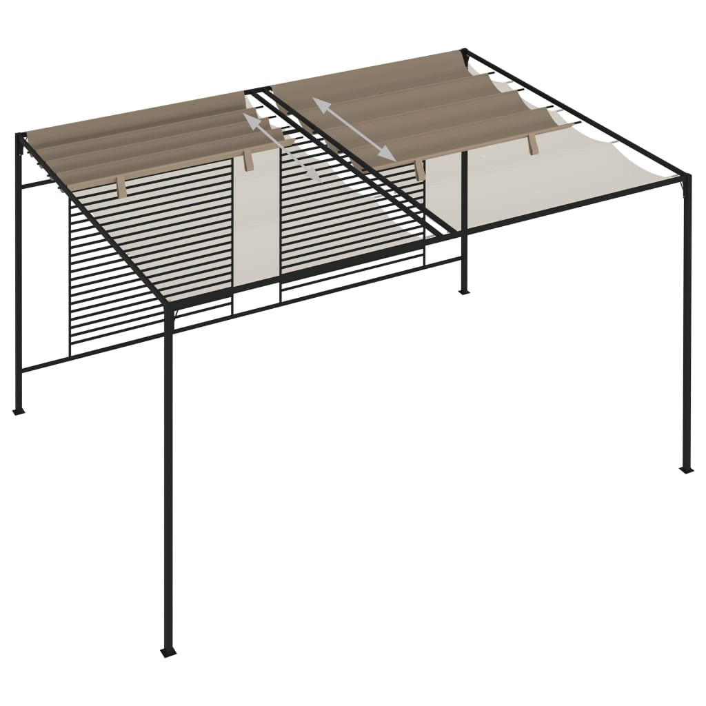 Gazebo con Tetto Retrattile 3x4x2,3 m Grigio Talpa 180 g/m² - homemem39