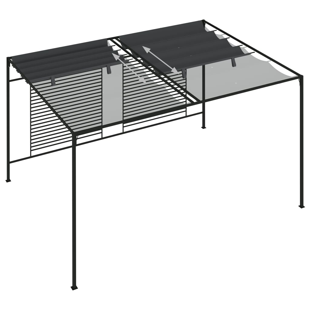 Gazebo con Tetto Retrattile 4x3x2,3 m Antracite 180 g/m² - homemem39