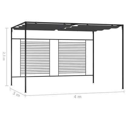 Gazebo con Tetto Retrattile 4x3x2,3 m Antracite 180 g/m² - homemem39