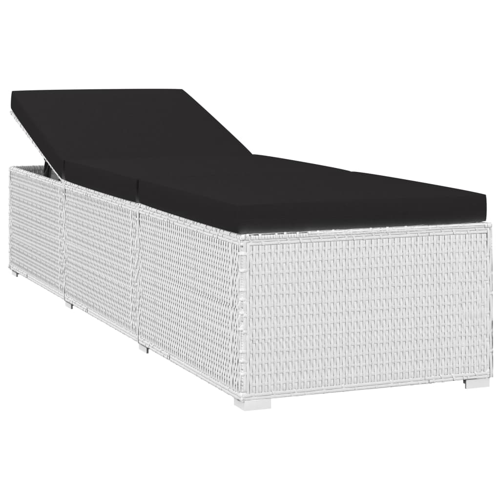 Lettini Prendisole con Tavolino 3 pz in Polyrattan Bianco - homemem39