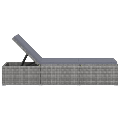 Lettini Prendisole con Tavolino 3 pz in Polyrattan Grigio - homemem39