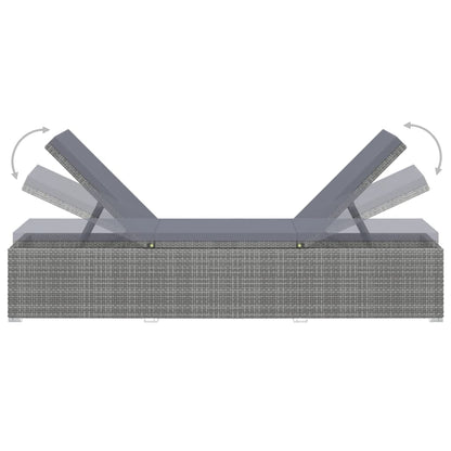 Lettini Prendisole con Tavolino 3 pz in Polyrattan Grigio - homemem39