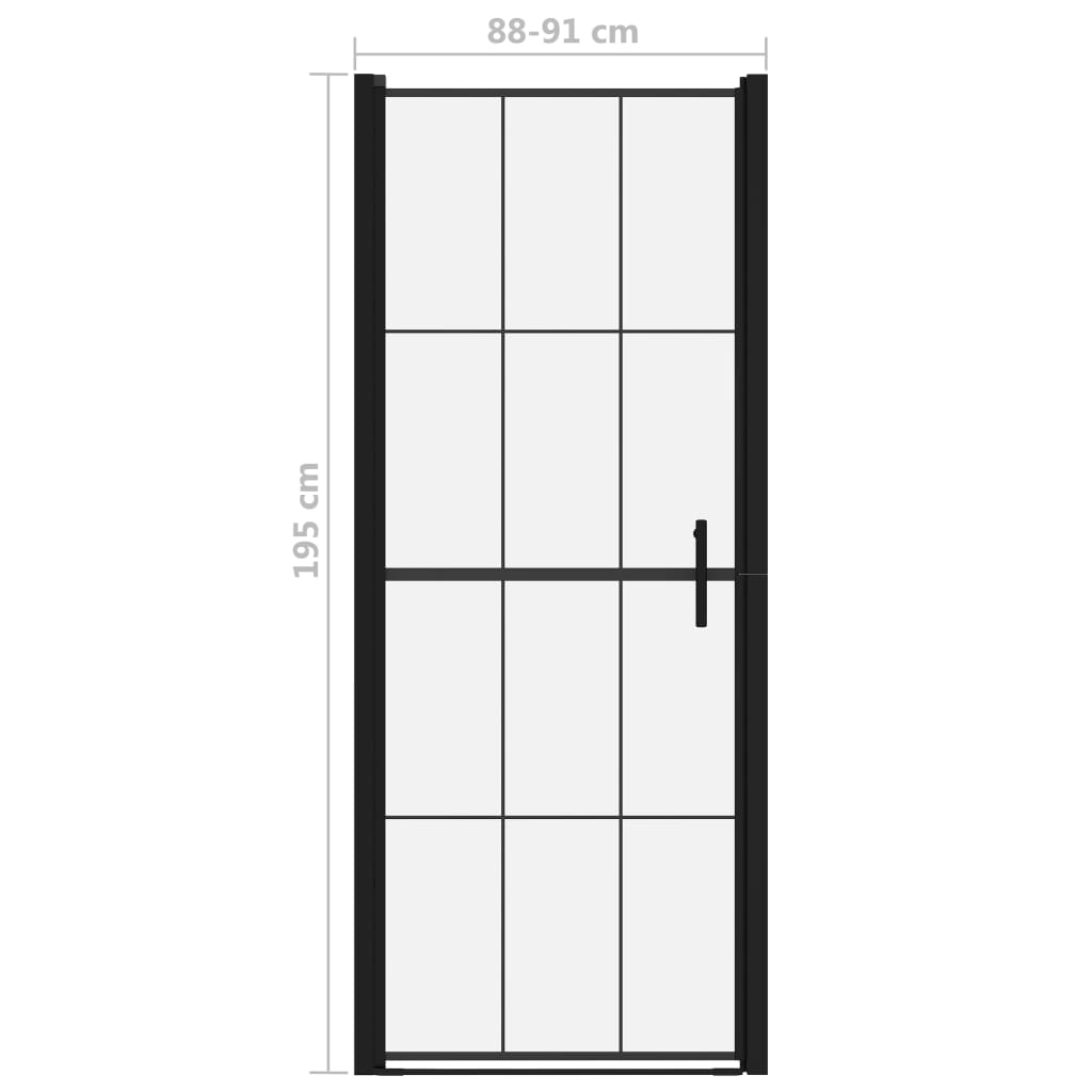 Porta per Doccia in Vetro Temperato 91x195 cm Nera - homemem39