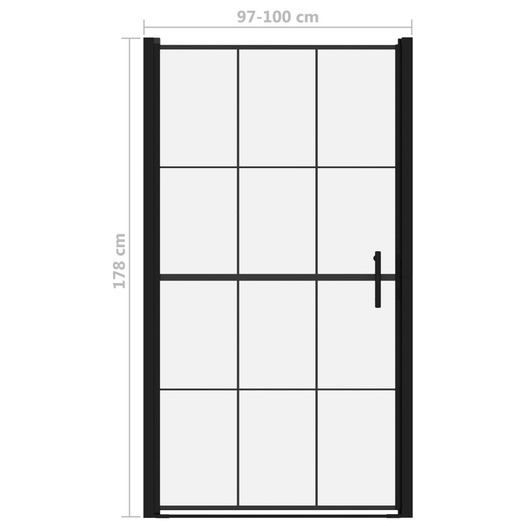 Porta per Doccia in Vetro Temperato 100x178 cm Nera - homemem39