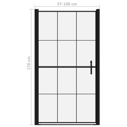 Porta per Doccia in Vetro Temperato 100x178 cm Nera - homemem39