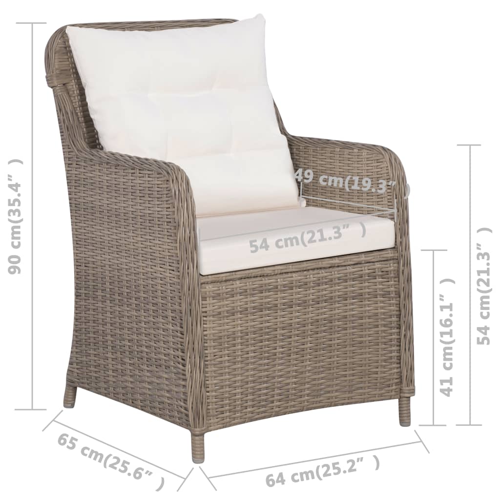 Set da Pranzo da Giardino 9 pz con Cuscini Polyrattan Marrone - homemem39