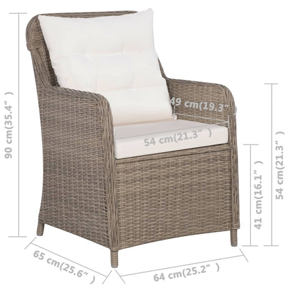 Set da Pranzo da Giardino 9 pz con Cuscini Polyrattan Marrone - homemem39