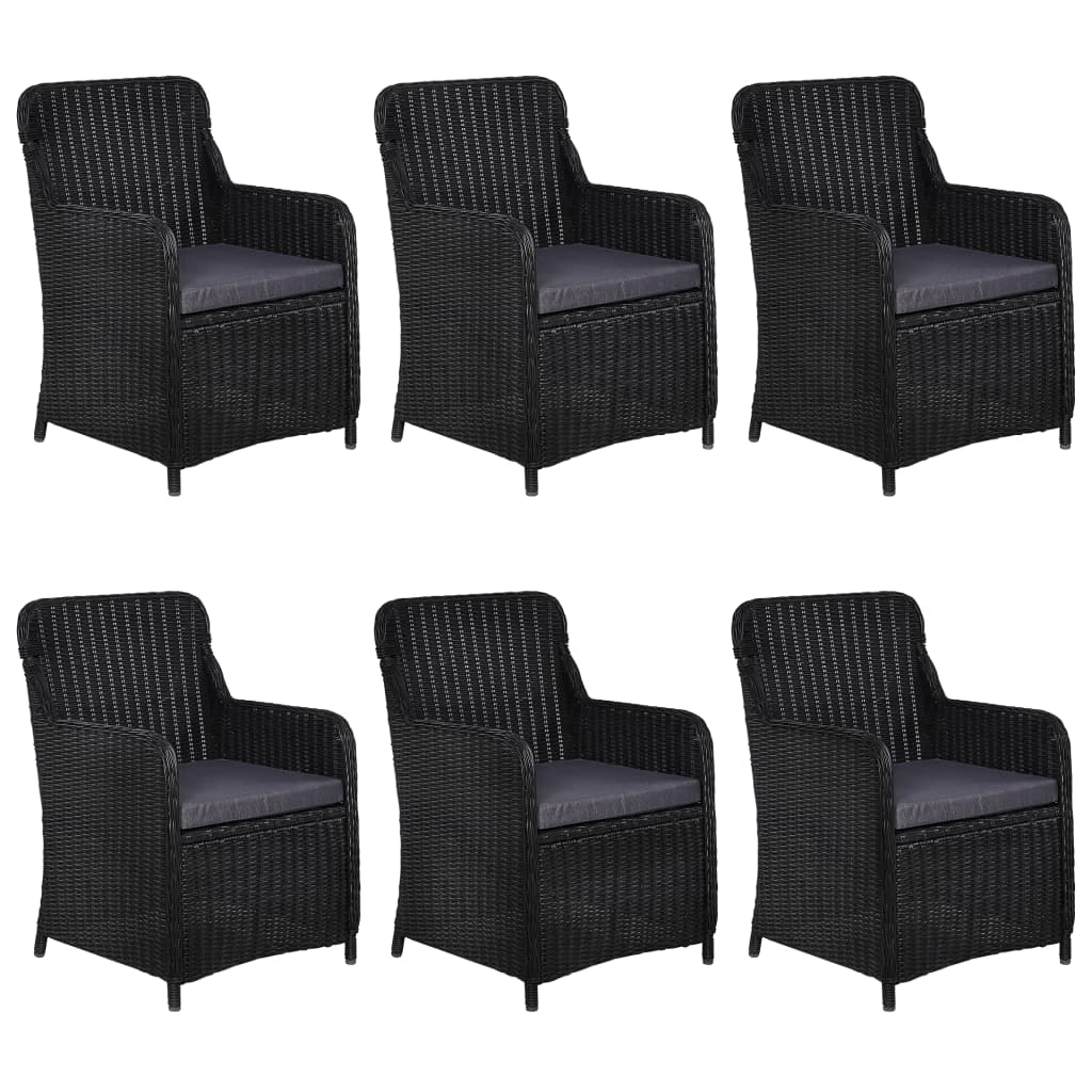 Set da Pranzo da Giardino 7 pz in Polyrattan Nero - homemem39