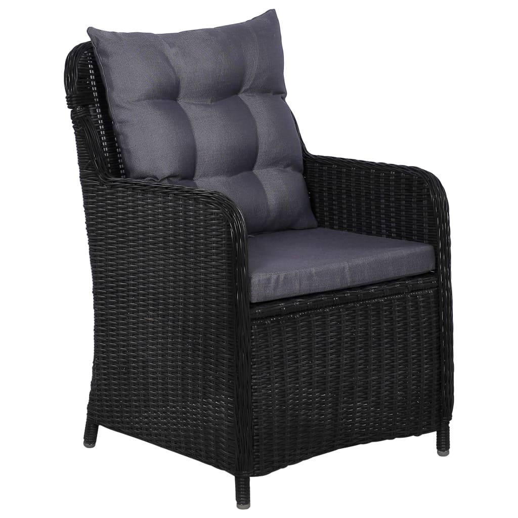 Set da Pranzo da Giardino 9 pz in Polyrattan Nero - homemem39