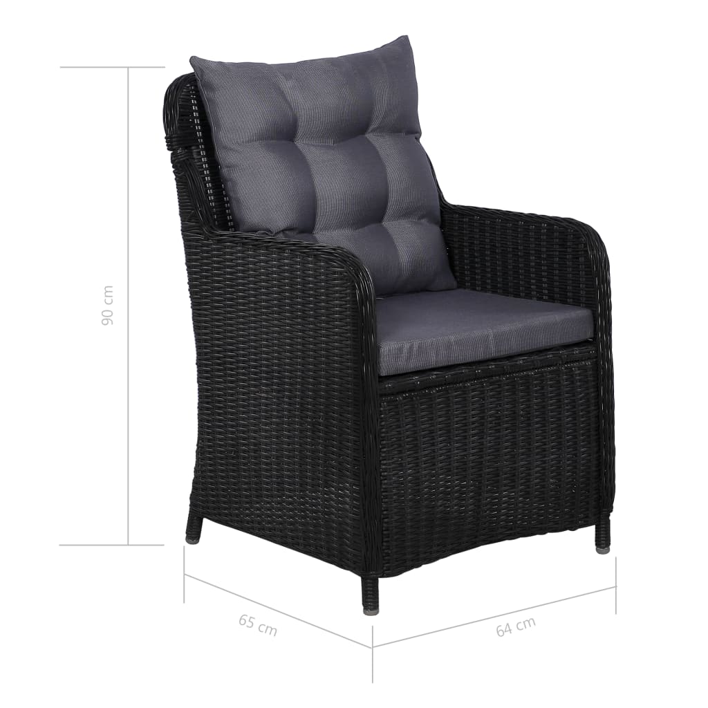 Set da Pranzo da Giardino 9 pz in Polyrattan Nero - homemem39