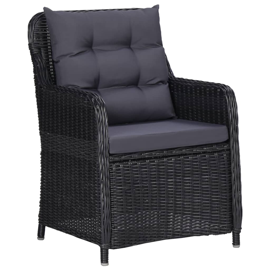 Set da Pranzo per Esterni 9 pz in Polyrattan Nero - homemem39