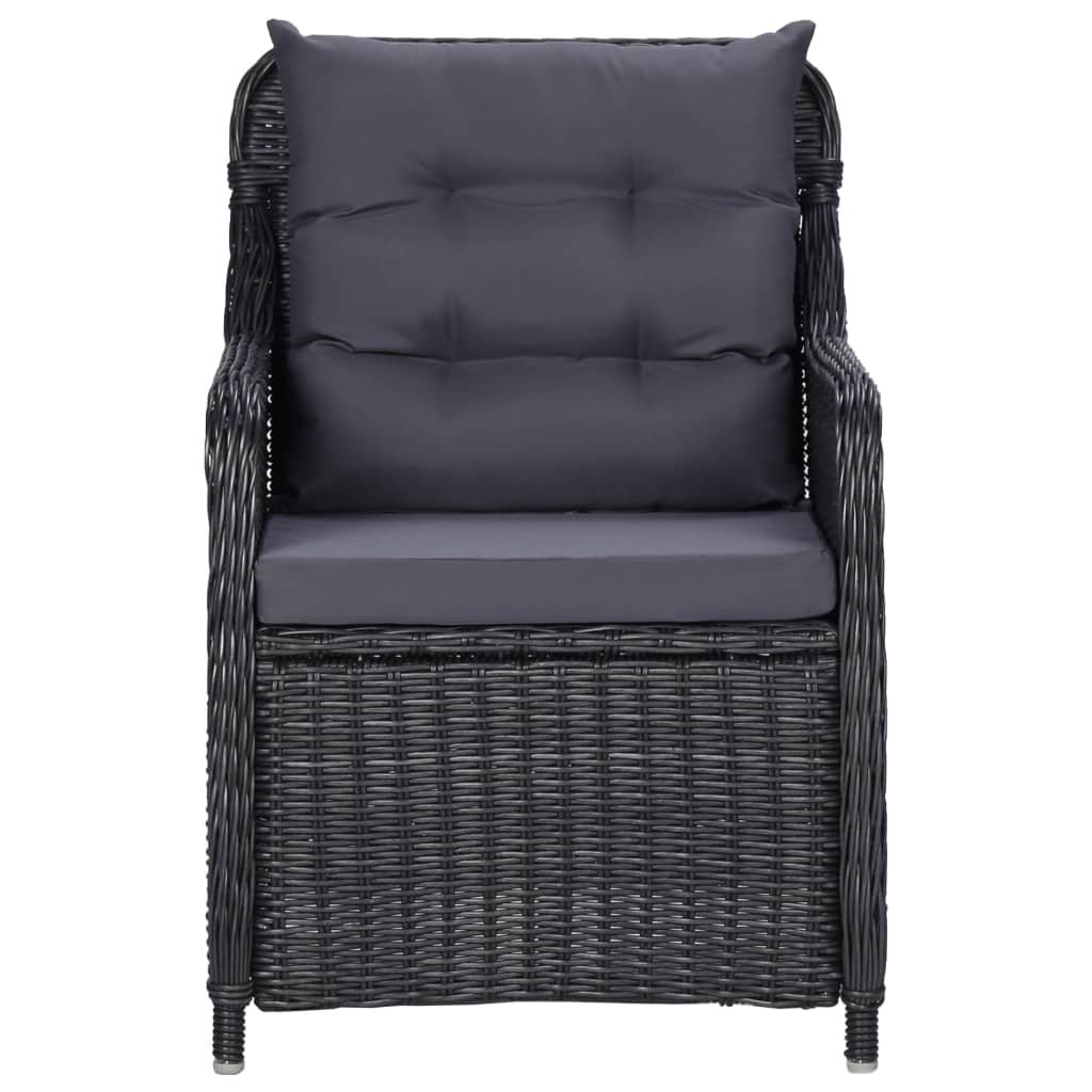 Set da Pranzo per Esterni 9 pz in Polyrattan Nero - homemem39