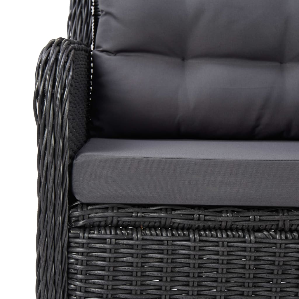 Set da Pranzo per Esterni 9 pz in Polyrattan Nero - homemem39