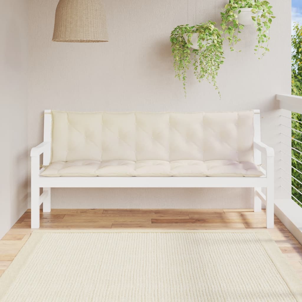 Cuscini Panca Giardino 2pz Bianco Crema 180x50x7 Tessuto Oxford - homemem39