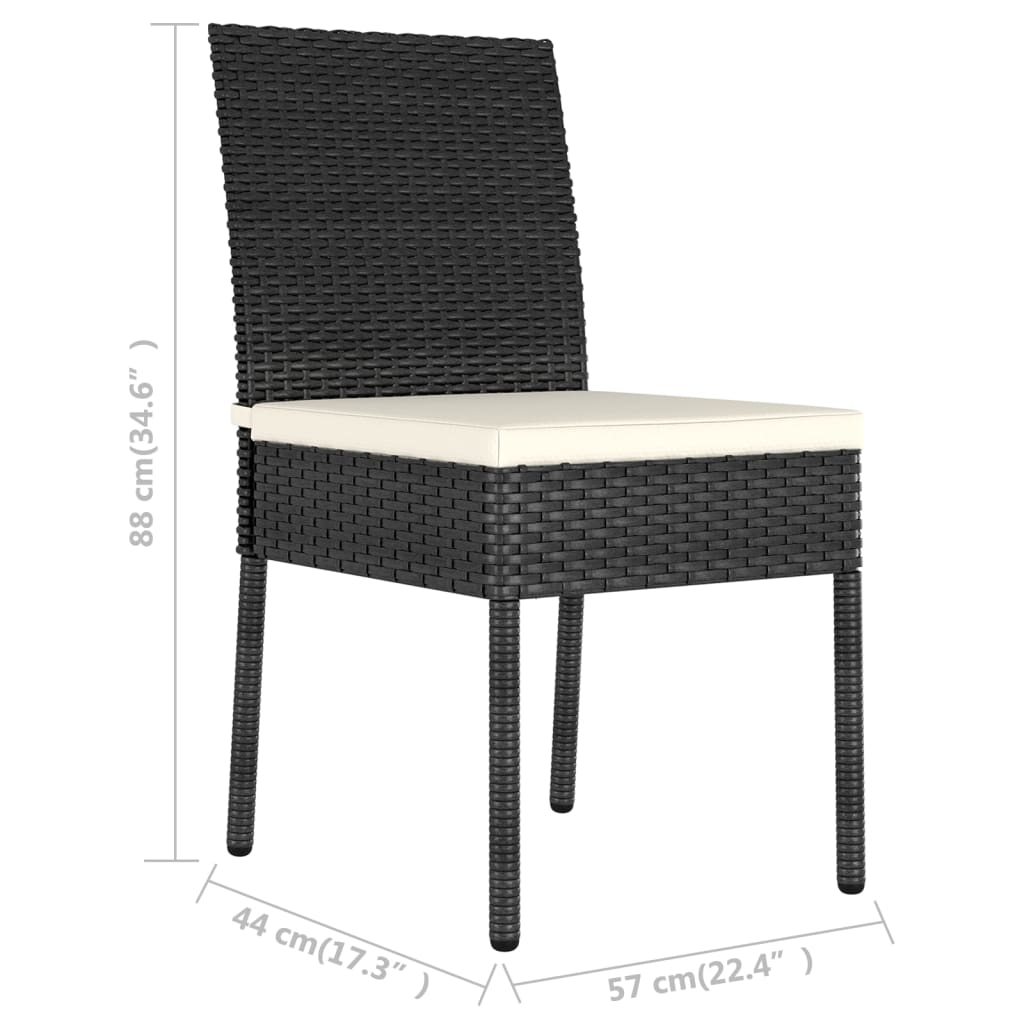 Sedie da Pranzo per Giardino 2 pz in Polyrattan Nero - homemem39