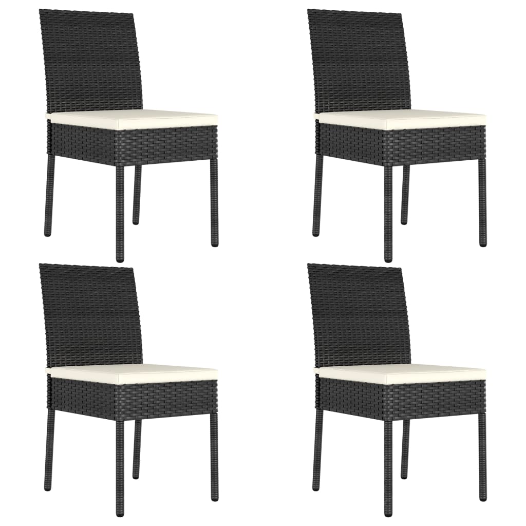 Sedie da Pranzo per Giardino 4 pz in Polyrattan Nero - homemem39