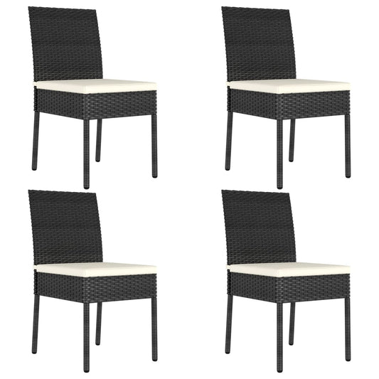 Sedie da Pranzo per Giardino 4 pz in Polyrattan Nero - homemem39