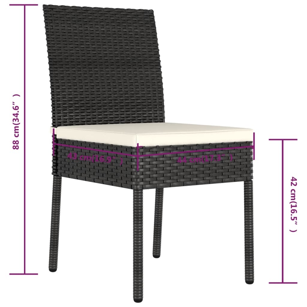 Sedie da Pranzo per Giardino 4 pz in Polyrattan Nero - homemem39