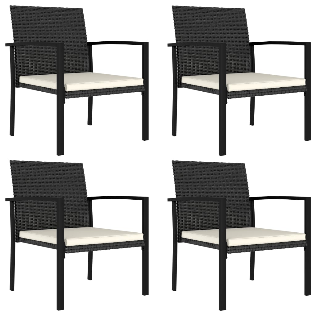 Sedie da Pranzo per Giardino 4 pz in Polyrattan Nero - homemem39