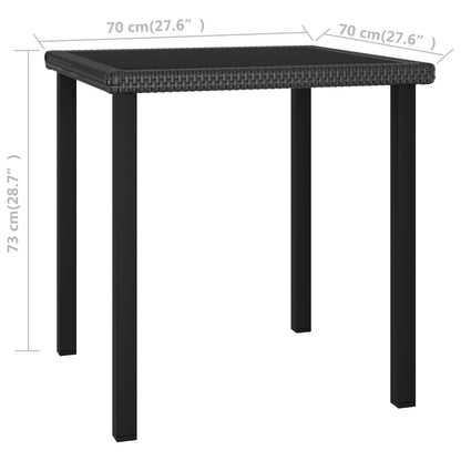 Tavolo da Pranzo da Giardino Nero 70x70x73 cm in Polyrattan - homemem39