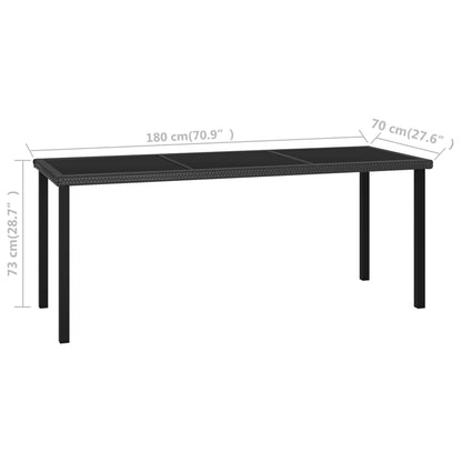 Tavolo da Pranzo da Giardino Nero 180x70x73 cm in Polyrattan - homemem39