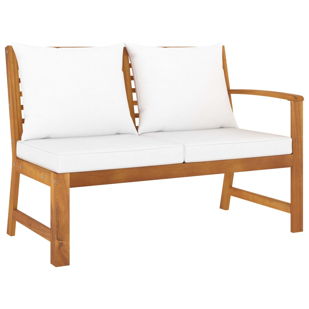 Set Divani da Giardino 4 pz con Cuscini Crema in Legno Acacia - homemem39