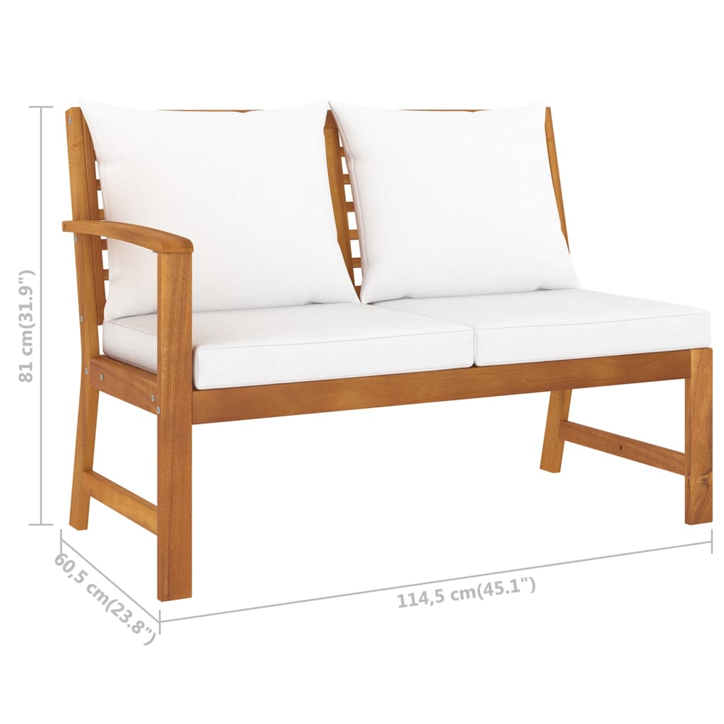 Set Divani da Giardino 4 pz con Cuscini Crema in Legno Acacia - homemem39