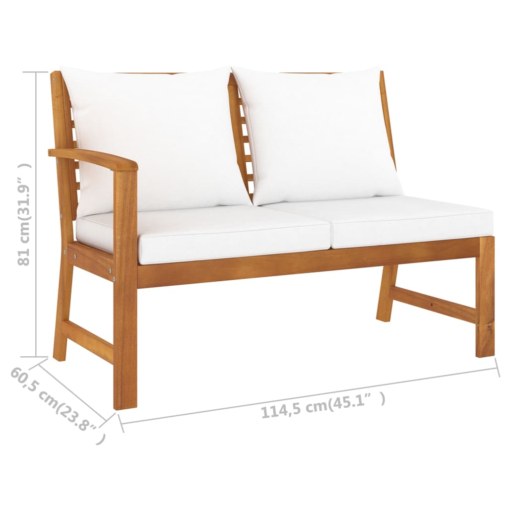 Set Divani da Giardino 4 pz con Cuscini Crema in Legno Acacia - homemem39