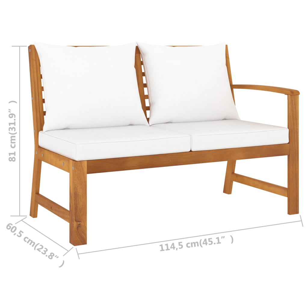 Set Divani da Giardino 4 pz con Cuscini Crema in Legno Acacia - homemem39