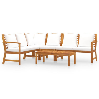 Set Divani da Giardino 5 pz con Cuscini Crema in Legno Acacia - homemem39