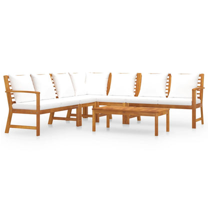 Set Divani da Giardino 6 pz con Cuscini Crema in Legno Acacia - homemem39