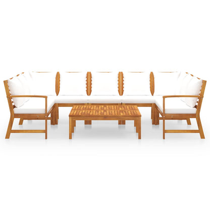 Set Divani da Giardino 9 pz con Cuscini Crema in Legno Acacia - homemem39