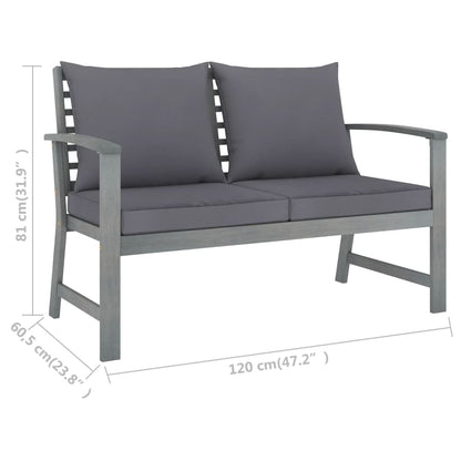 Set Divani da Giardino 5 pz con Cuscini in Legno Acacia Grigio - homemem39