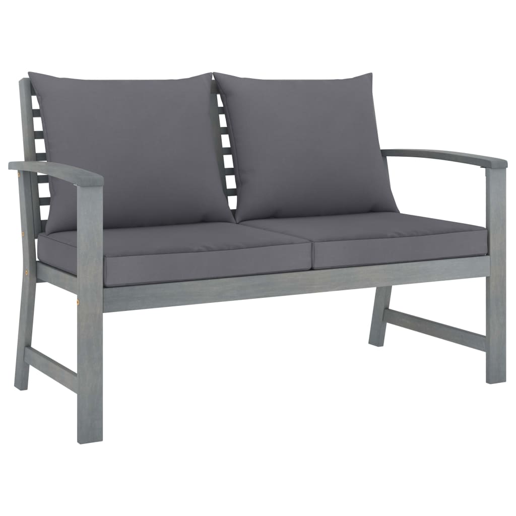 Set Divani da Giardino 3 pz con Cuscini in Legno Acacia Grigio - homemem39